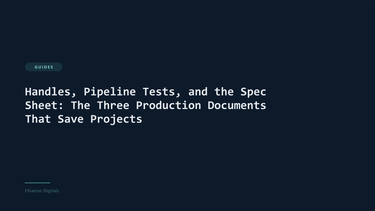 Handles, Pipeline Tests, and the Spec Sheet: The Three Production Documents That Save Projects