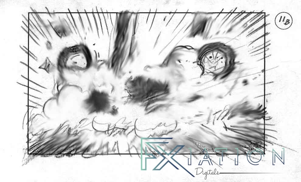 Storyboard sample — wide action sequence
