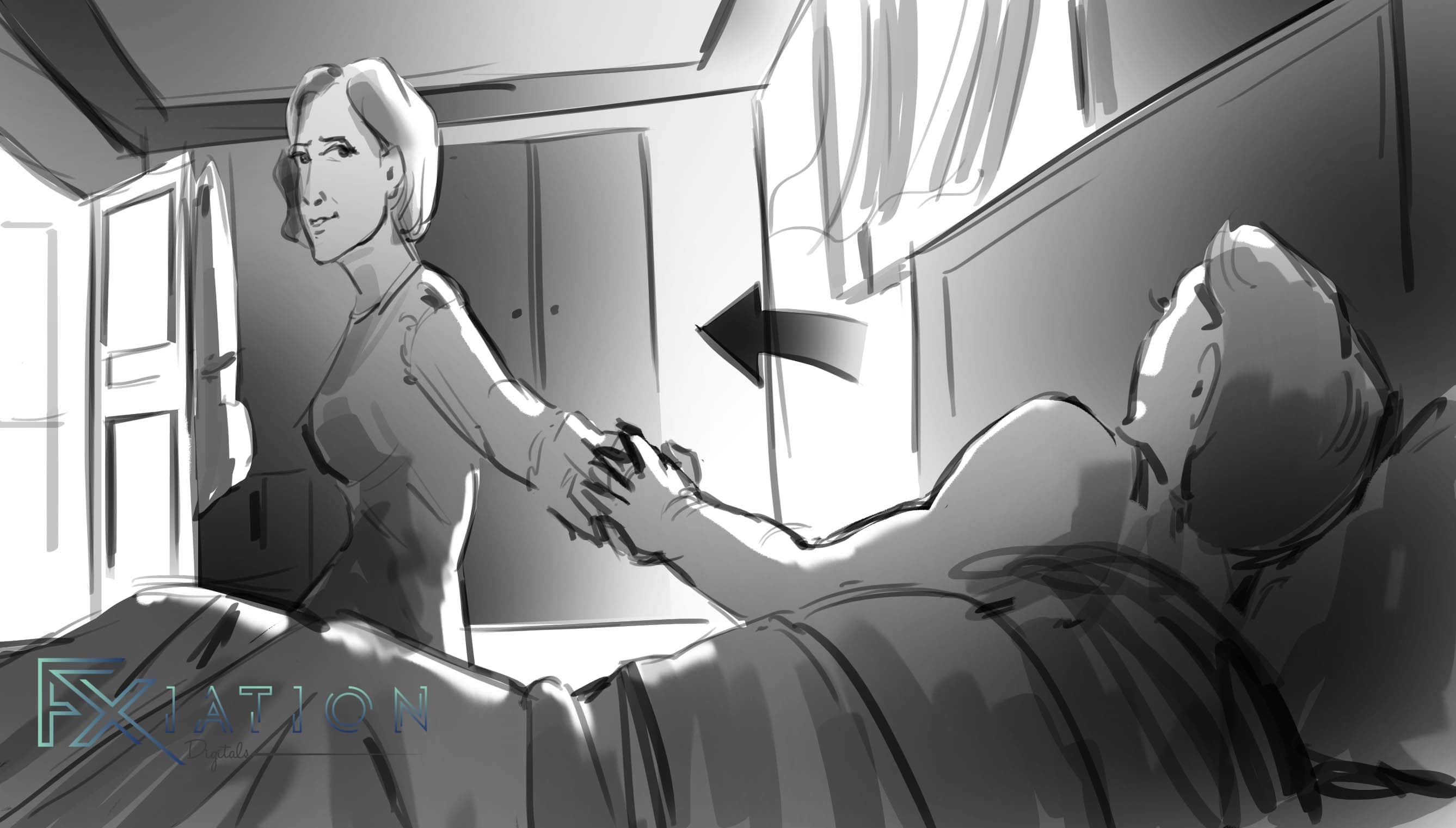 Storyboard sample — narrative beat sketch