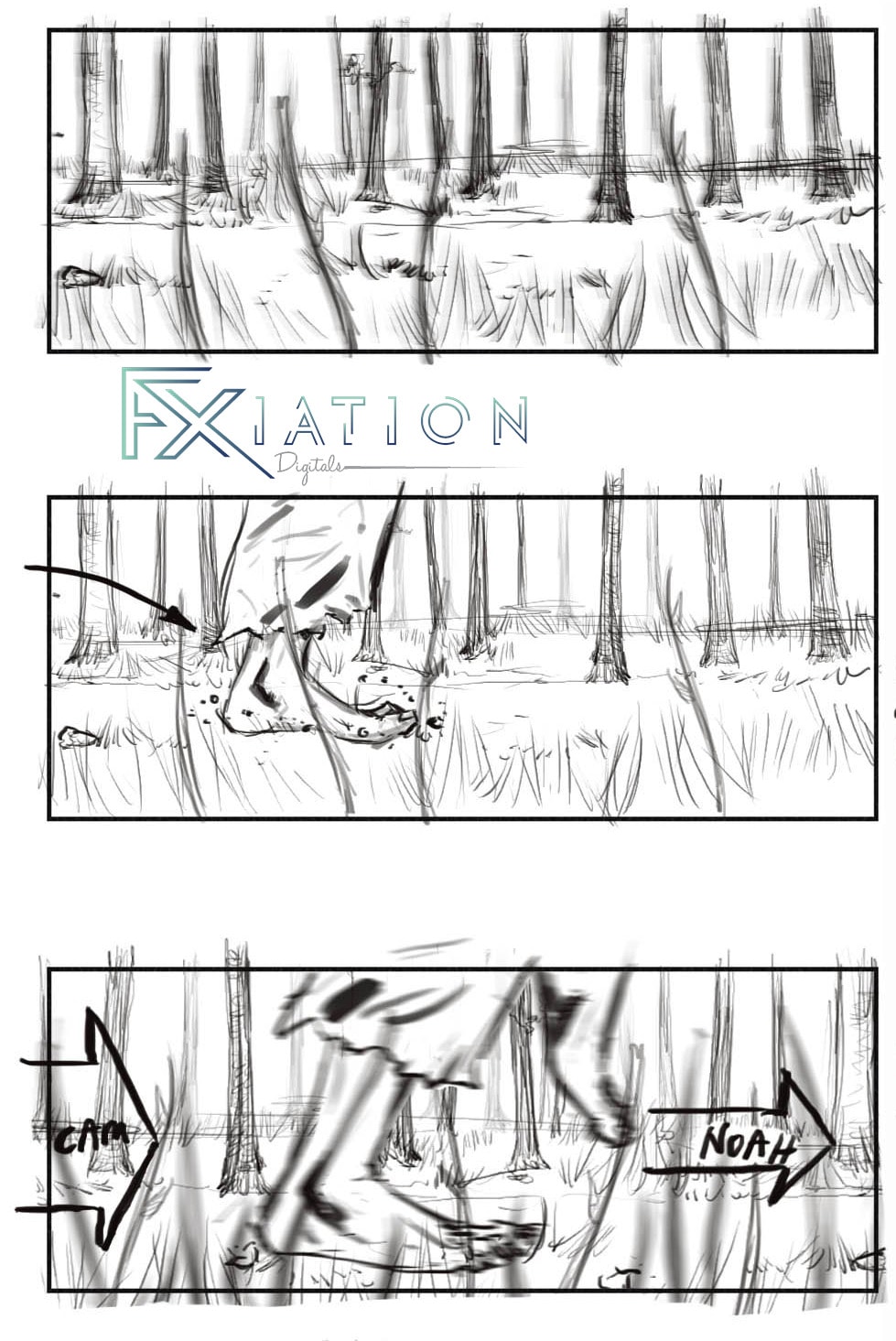 Storyboard sample — character beat sketch